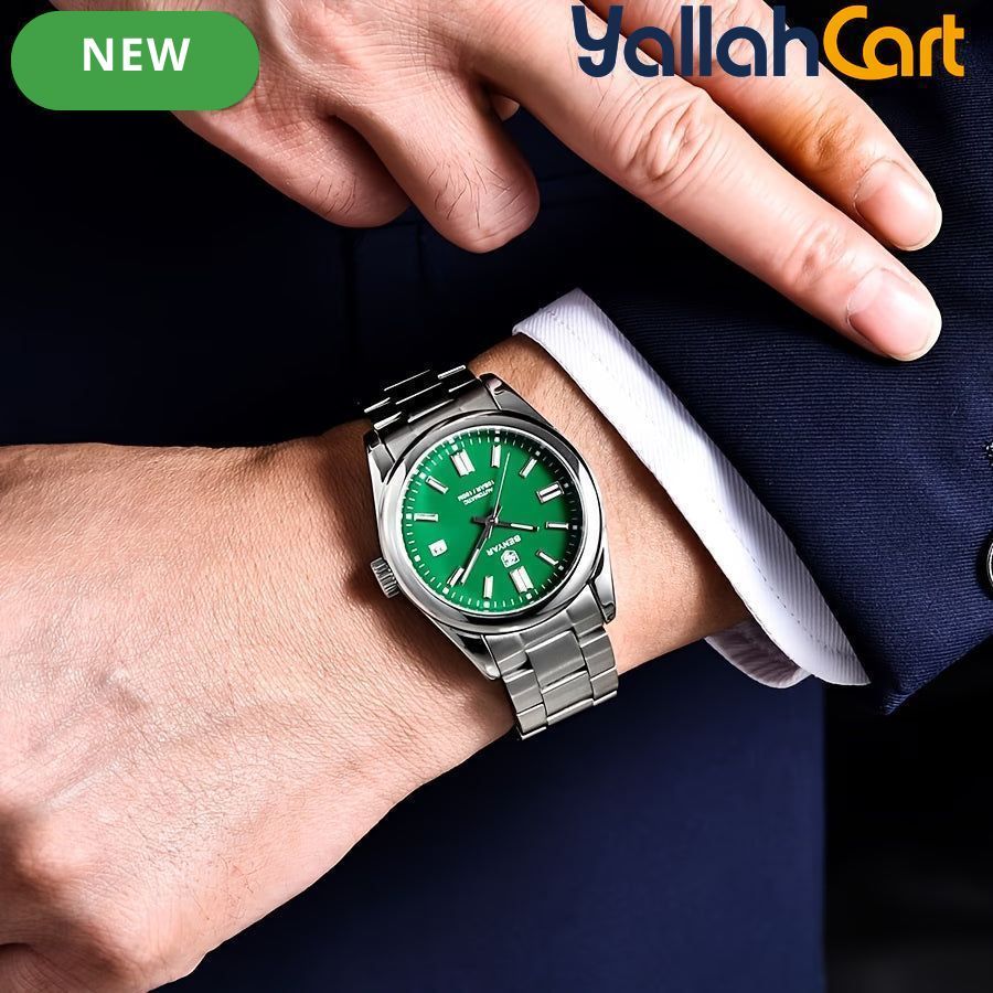 Green Men’s Automatic Mechanical Watch – 39mm Stainless Steel Waterproof Business Watch