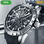 MARK FAIRWHALE Men’s Automatic Mechanical Watch – Sporty Black Rubber Strap with Luminous Hands