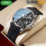 MARK FAIRWHALE Men’s Automatic Mechanical Watch – Sporty Black Rubber Strap with Luminous Hands