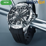 MARK FAIRWHALE Men’s Automatic Mechanical Watch – Sporty Black Rubber Strap with Luminous Hands
