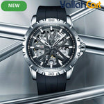 MARK FAIRWHALE Men’s Automatic Mechanical Watch – Sporty Black Rubber Strap with Luminous Hands