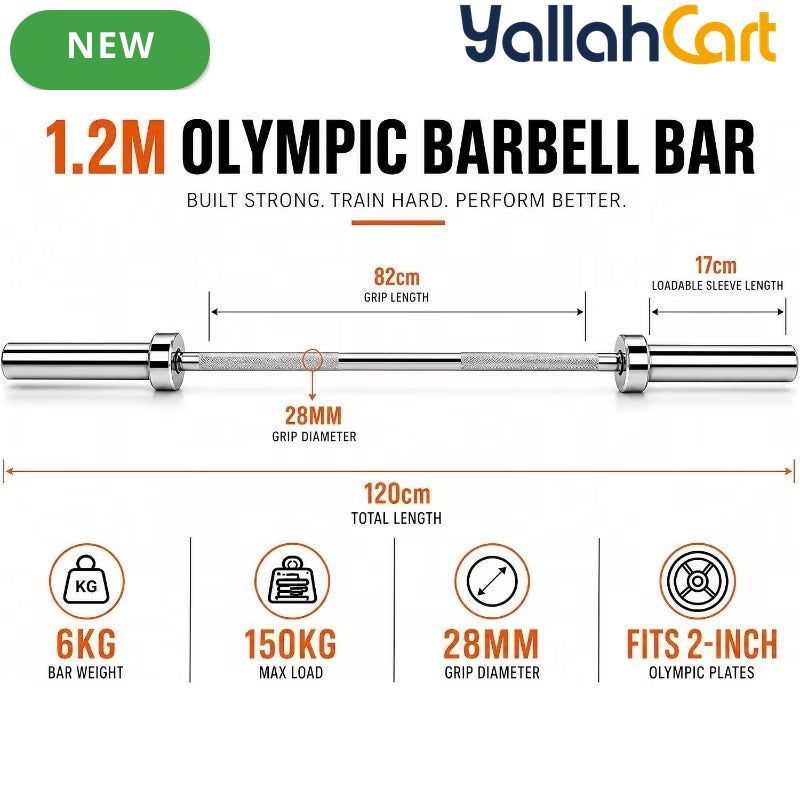 1.2m Weight Bar – Strength Training Bar for Squats, Deadlifts & Presses