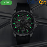 MARK FAIRWHALE Men’s Automatic Mechanical Watch – Sporty Black Rubber Strap with Luminous Hands