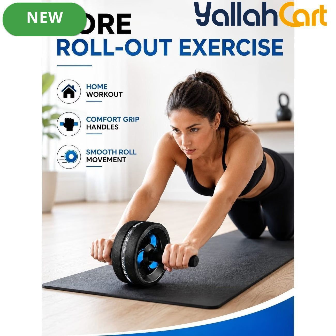 Silent Dual-Wheel Ab Roller – Stable Core Strength Training Equipment
