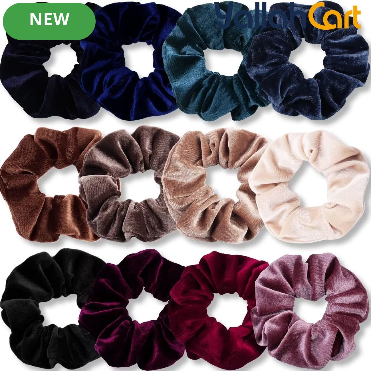 12-Pack Velvet Scrunchies for Women & Girls – Soft Elastic Hair Ties in Neutral Colors