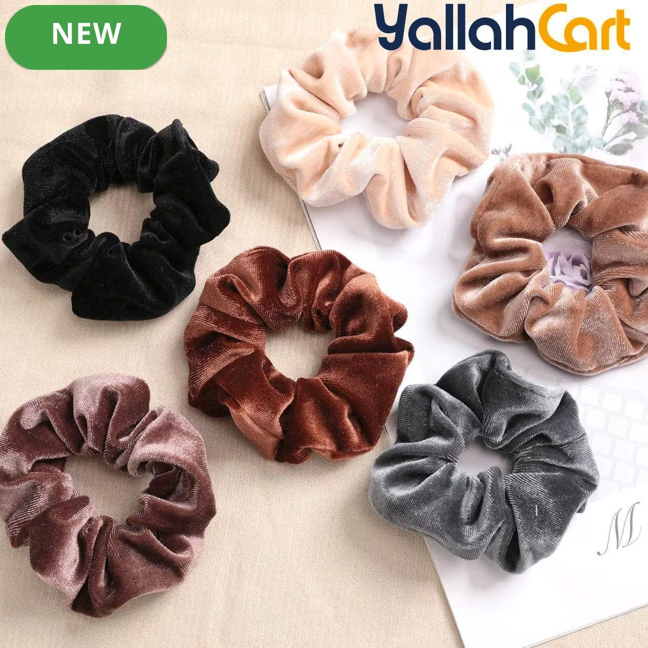 12-Pack Velvet Scrunchies for Women & Girls – Soft Elastic Hair Ties in Neutral Colors
