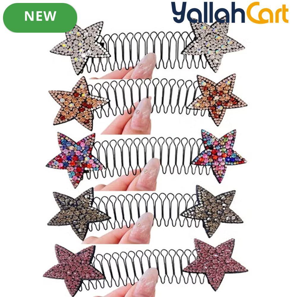 Multicolor Rhinestone Star Hair Comb – Sparkling Hair Accessory for Women & Girls