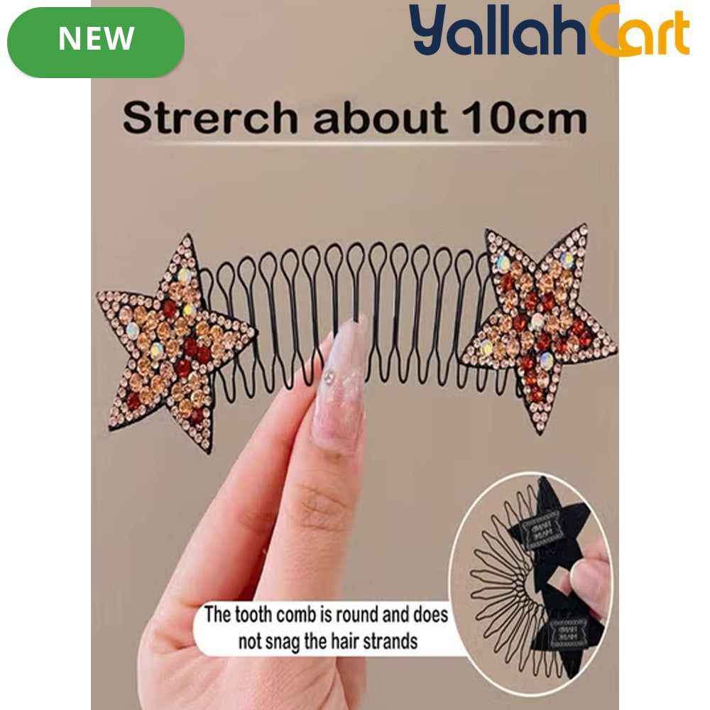 Multicolor Rhinestone Star Hair Comb – Sparkling Hair Accessory for Women & Girls