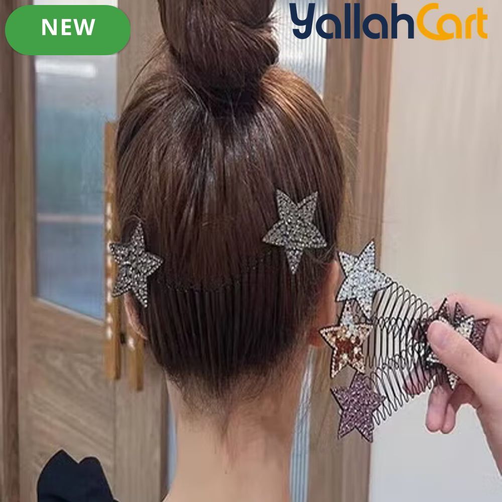 Multicolor Rhinestone Star Hair Comb – Sparkling Hair Accessory for Women & Girls