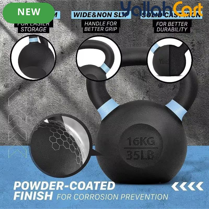Yes4All Powder-Coated Cast Iron Kettlebell – Full-Body Strength Training Weight