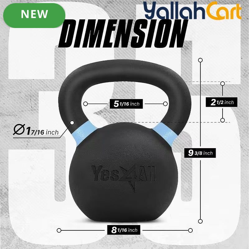 Yes4All Powder-Coated Cast Iron Kettlebell – Full-Body Strength Training Weight