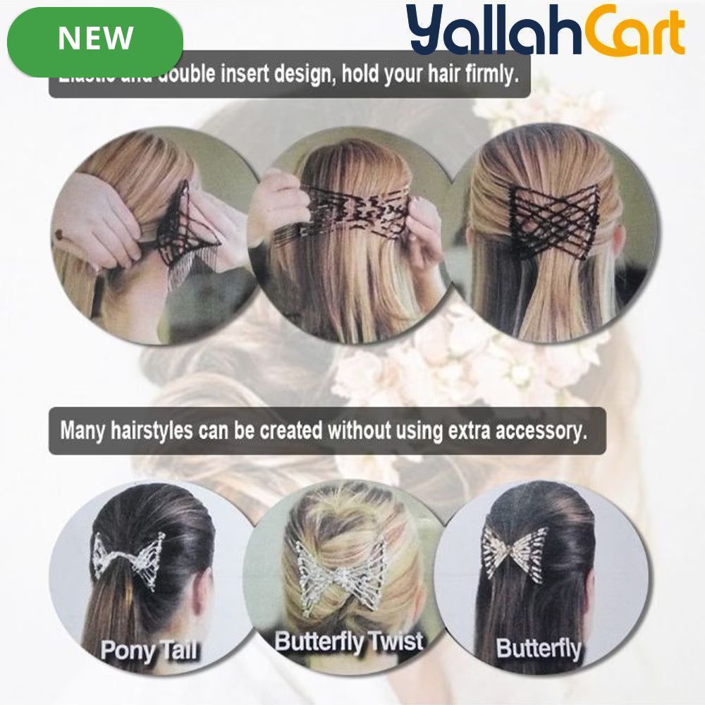 2-Pack Elastic Double-Sided Insert Hair Clips – Secure Styling Accessories for Women & Girls