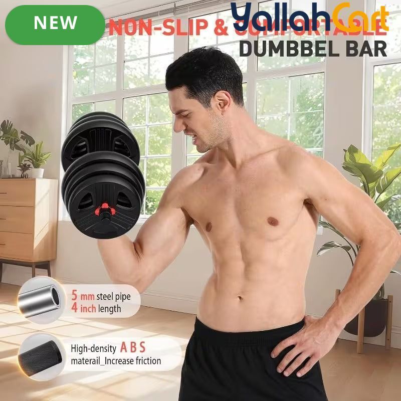FEIERDUN 3-in-1 Adjustable Dumbbell Set with Connector – Dumbbell & Barbell Home Gym Set-Black