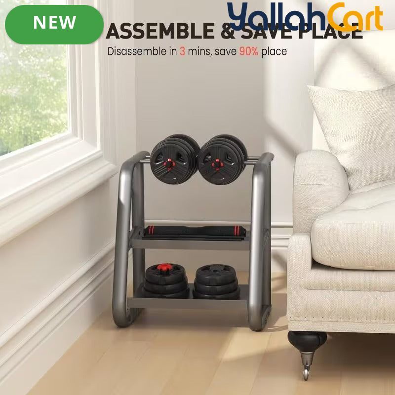 FEIERDUN 3-in-1 Adjustable Dumbbell Set with Connector – Dumbbell & Barbell Home Gym Set-Black
