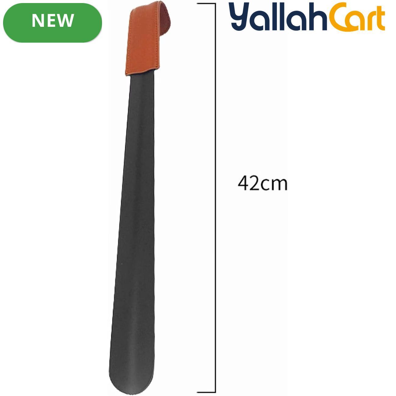 Long Handled Shoe Horn – 42cm Stainless Steel Shoe Lifter with PU Leather Strap