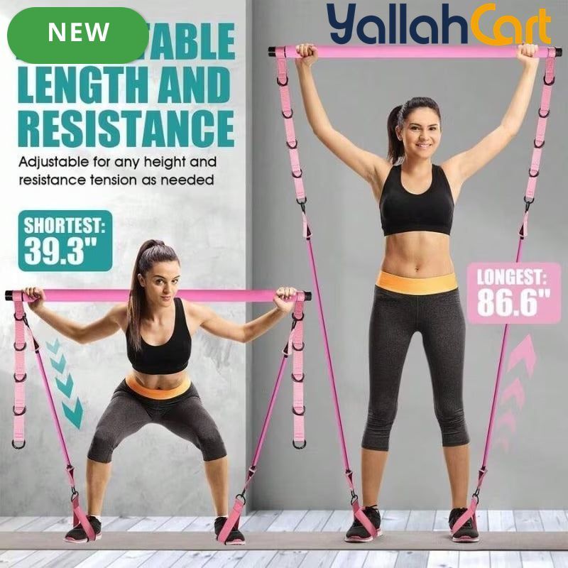 Adjustable Pilates Bar Set with Resistance Bands