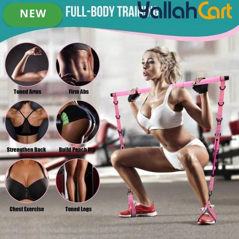 Adjustable Pilates Bar Set with Resistance Bands