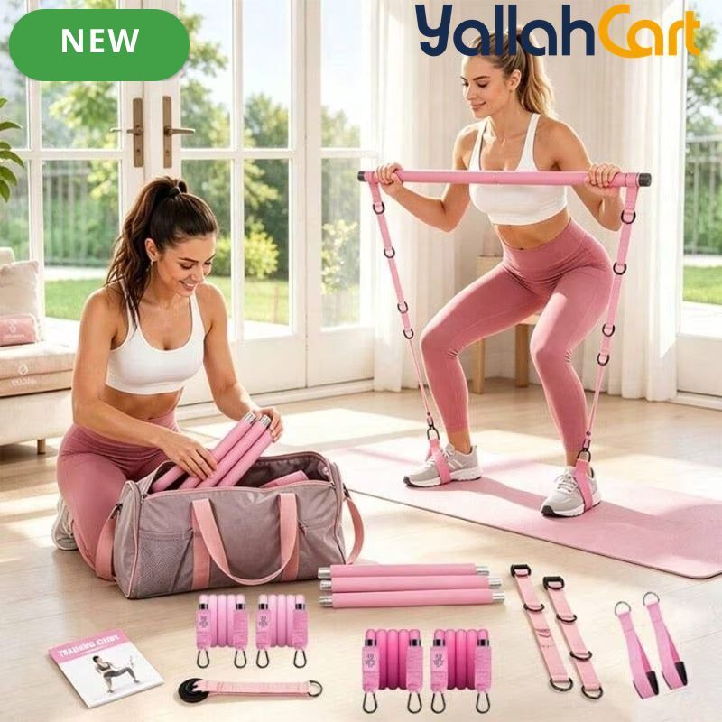 Adjustable Pilates Bar Set with Resistance Bands