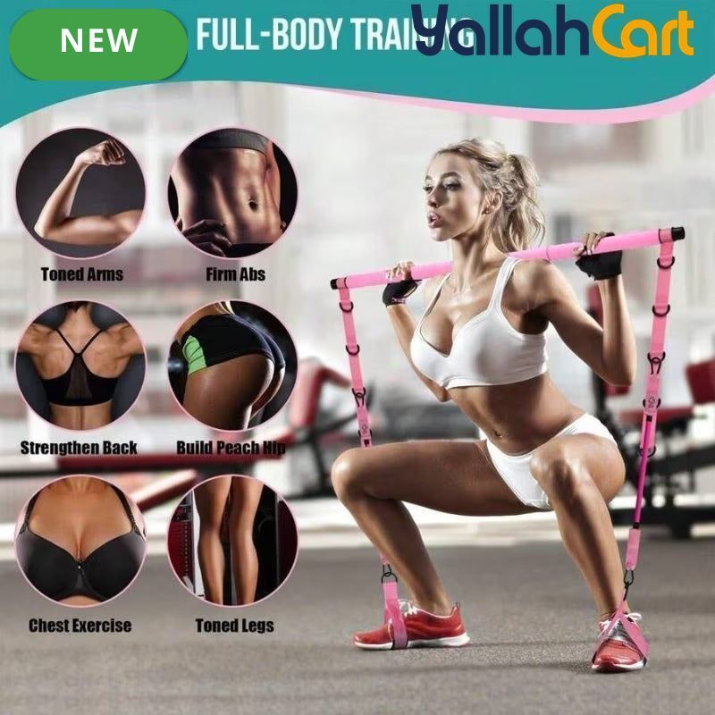 Adjustable Pilates Bar Set with Resistance Bands