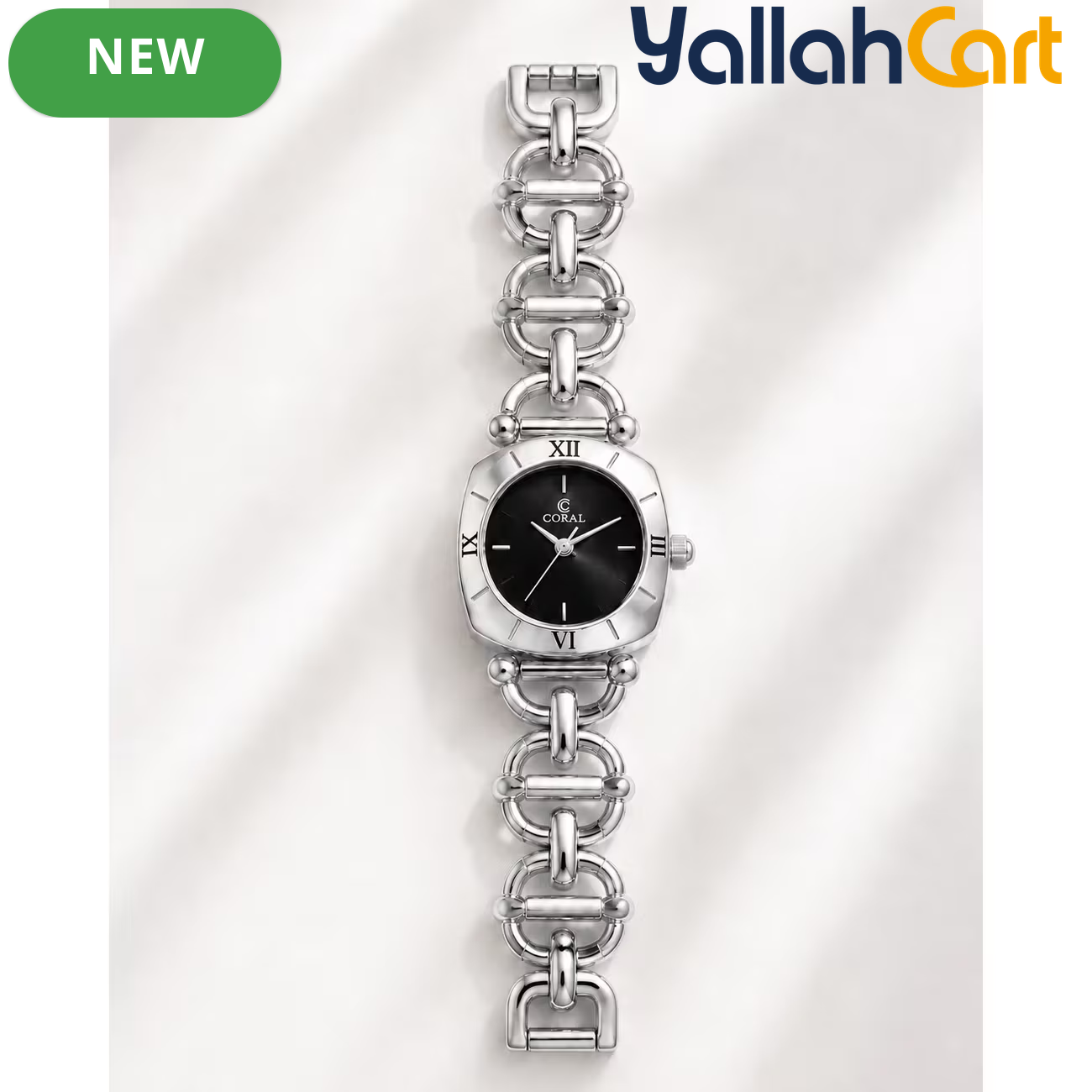 CORAL Silver Luxury Stainless Steel Bracelet Watch for Women – Elegant Fashion Timepiece