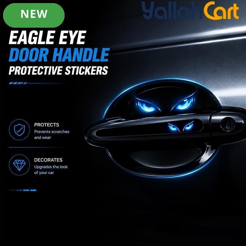 8-Piece Blue Eye Car Door Handle Protector Stickers