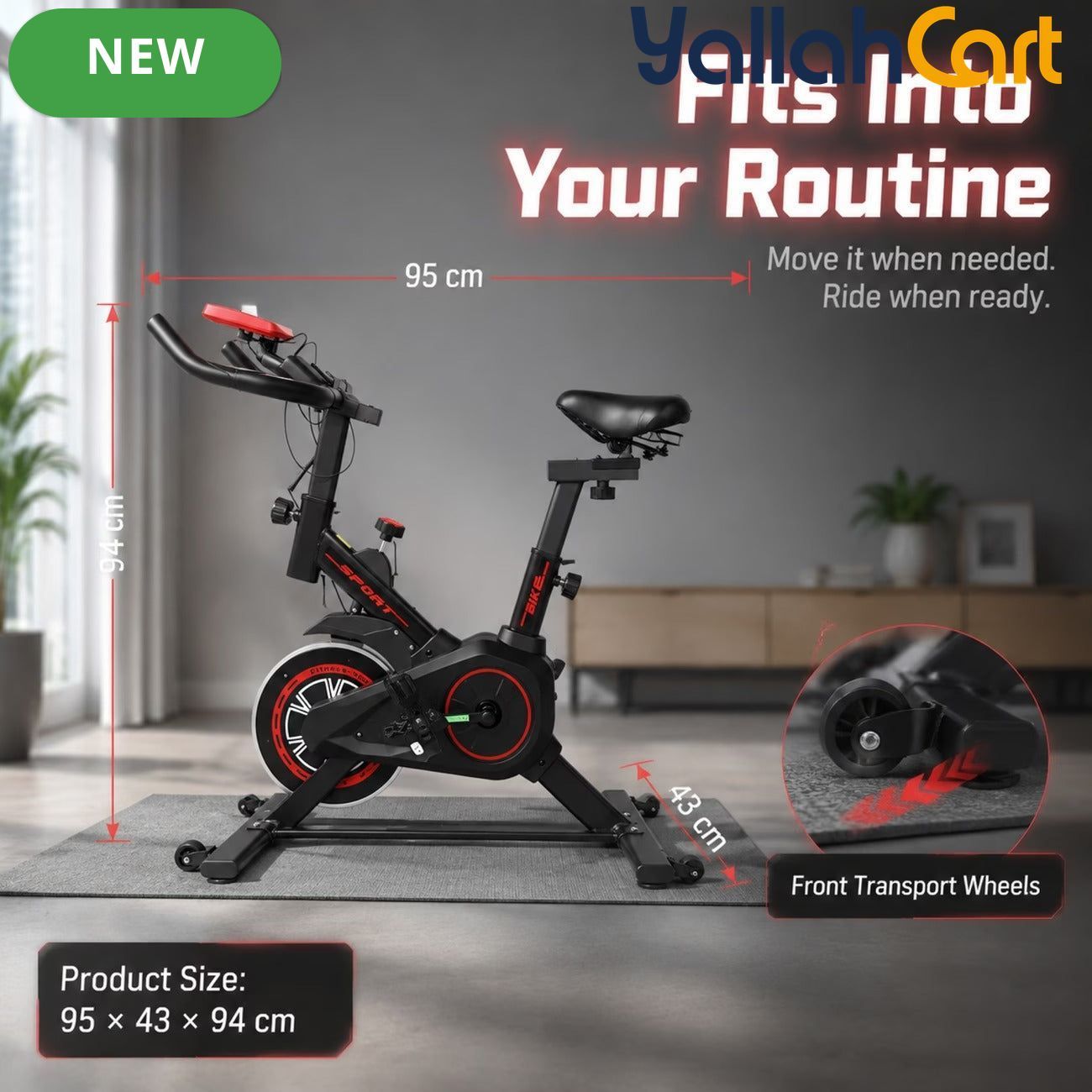 Indoor Exercise Bike with Adjustable Resistance & Digital Monitor