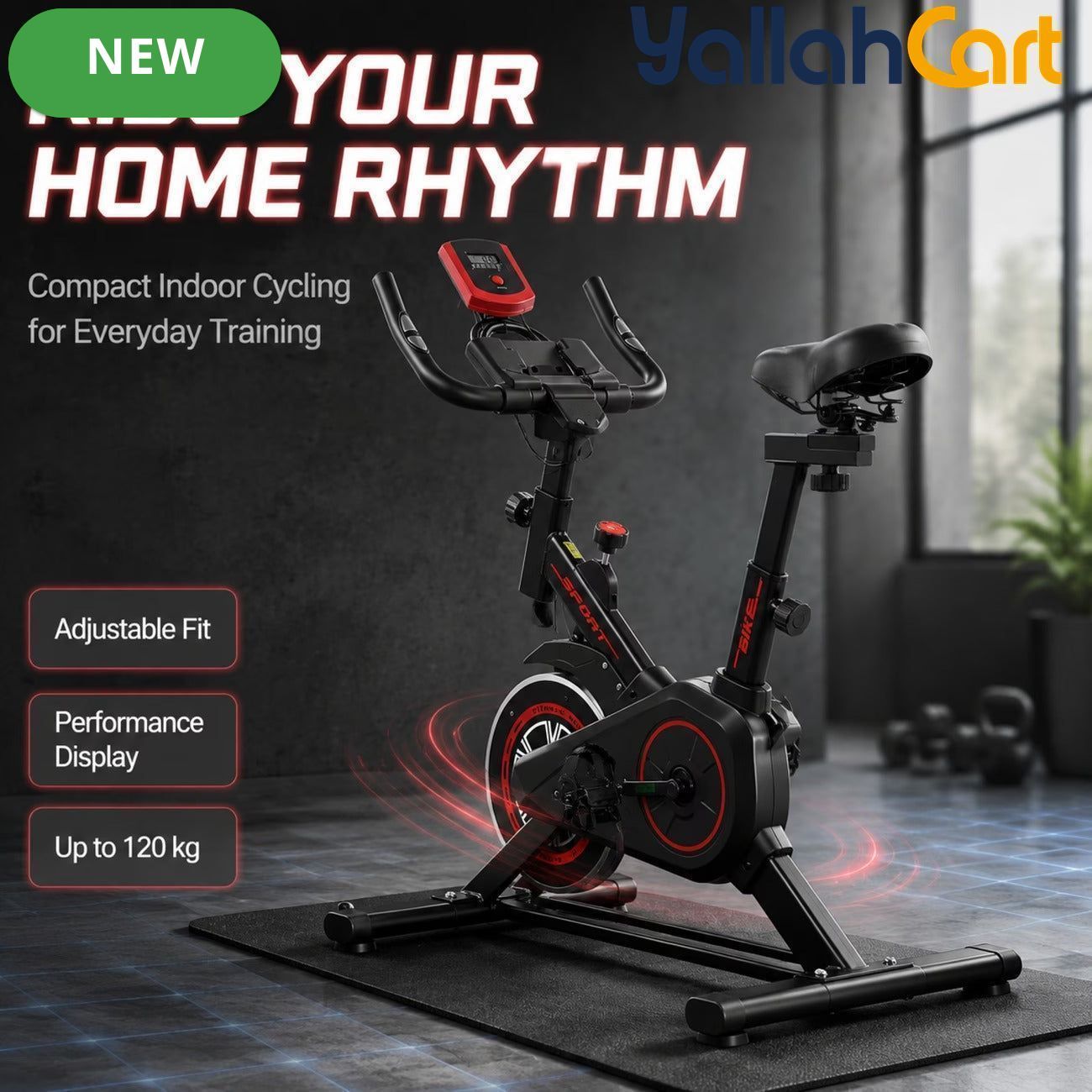 Indoor Exercise Bike with Adjustable Resistance & Digital Monitor