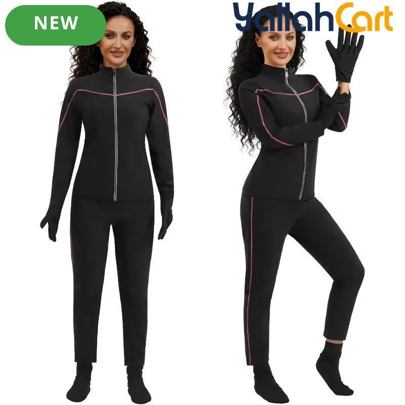 Women's Sauna Suit Set with Top, Pants, Gloves & Shoe Covers