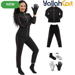 Women's Sauna Suit Set with Top, Pants, Gloves & Shoe Covers