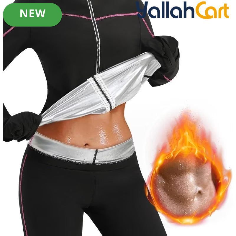 Women's Sauna Suit Set with Top, Pants, Gloves & Shoe Covers