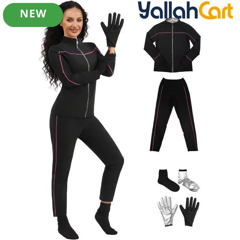 Women's Sauna Suit Set with Top, Pants, Gloves & Shoe Covers