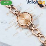 GEOMOY Women’s Rose Gold Skeleton Quartz Watch – Rhinestone Bracelet Analog Wristwatch