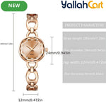 GEOMOY Women’s Rose Gold Skeleton Quartz Watch – Rhinestone Bracelet Analog Wristwatch