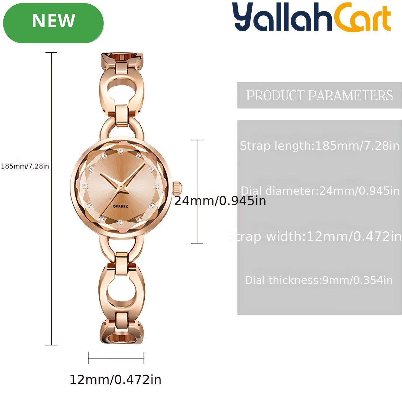 GEOMOY Women’s Rose Gold Skeleton Quartz Watch – Rhinestone Bracelet Analog Wristwatch