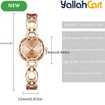 GEOMOY Women’s Rose Gold Skeleton Quartz Watch – Rhinestone Bracelet Analog Wristwatch