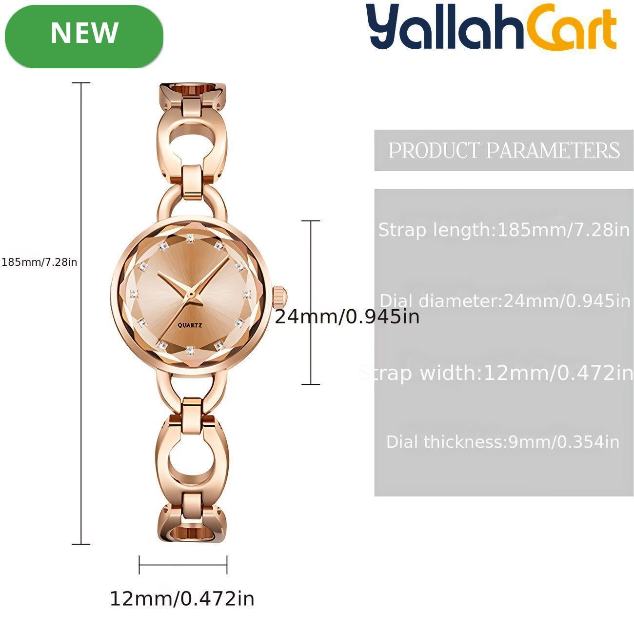 GEOMOY Women’s Rose Gold Skeleton Quartz Watch – Rhinestone Bracelet Analog Wristwatch
