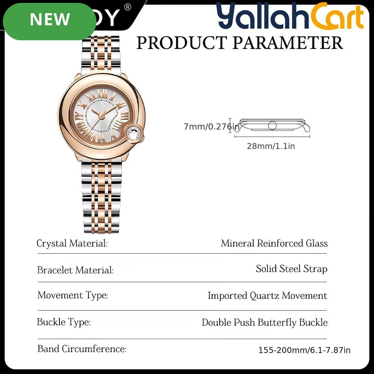 Women’s Classic Quartz Watch – Elegant Stainless Steel Bracelet Wristwatch