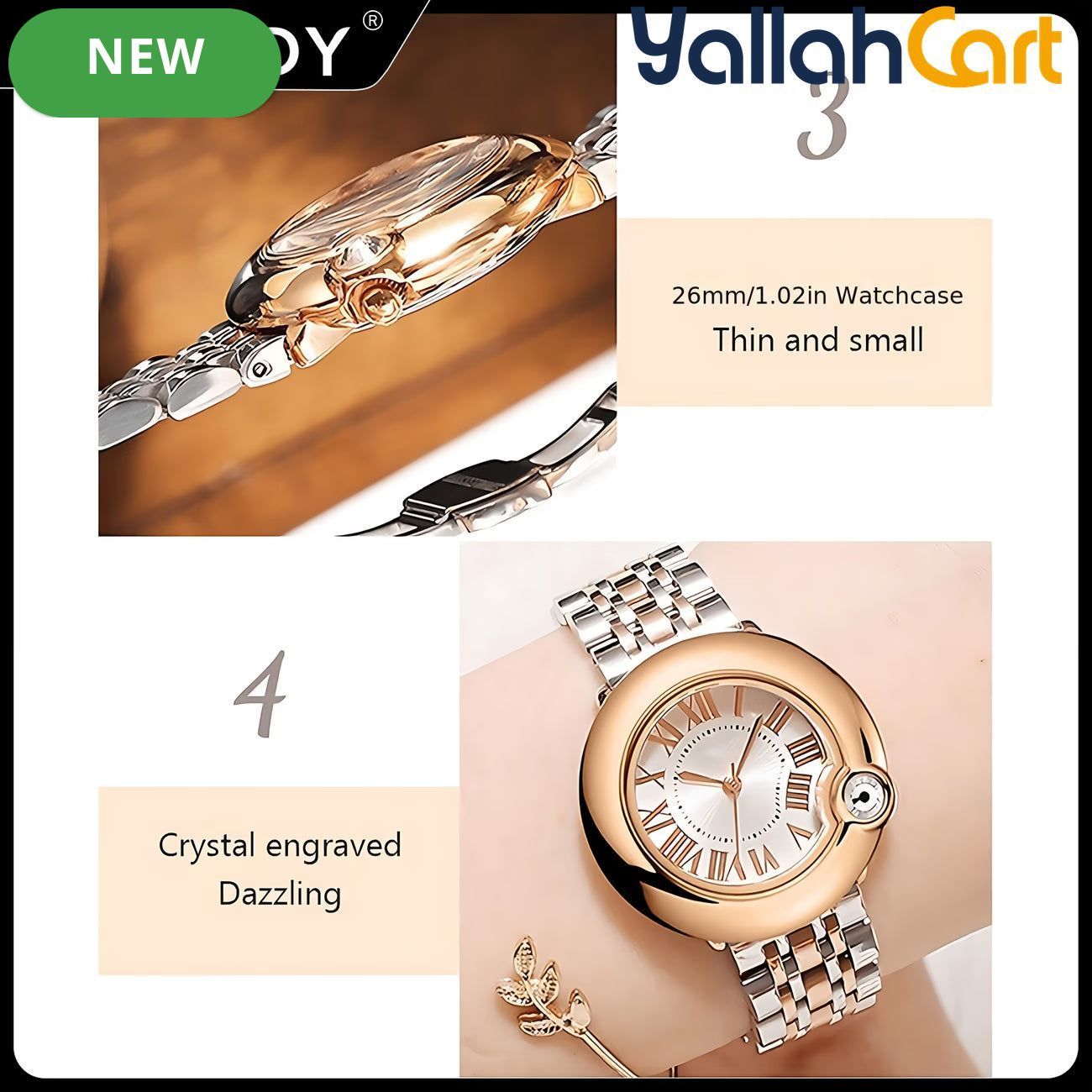 Women’s Classic Quartz Watch – Elegant Stainless Steel Bracelet Wristwatch