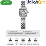 GEOMOY Women’s Silver-Tone Quartz Watch – Small Square Dial with Roman Numerals