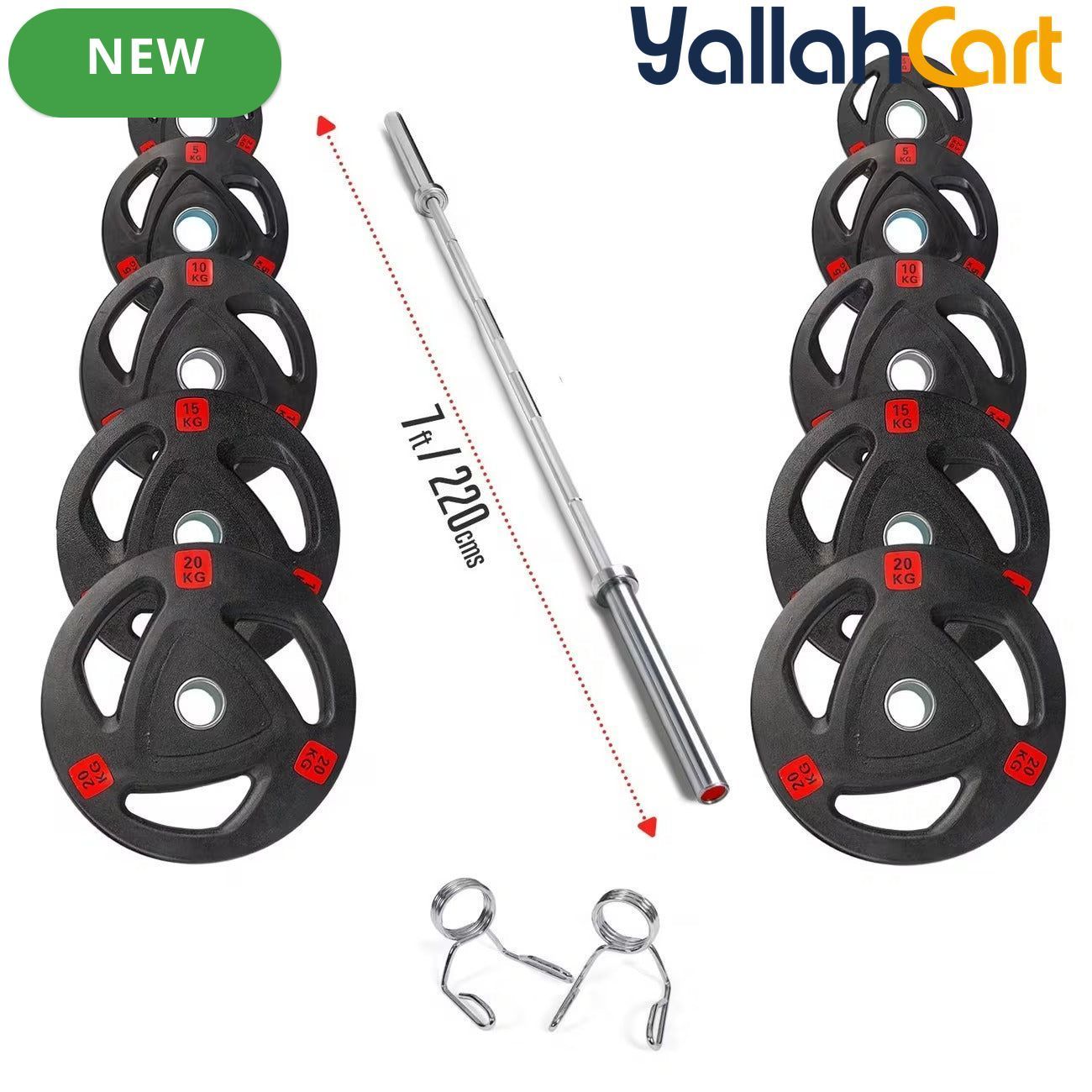 Miracle Fitness Tri-Grip Olympic Plate & 7ft Bar Set – 100kg