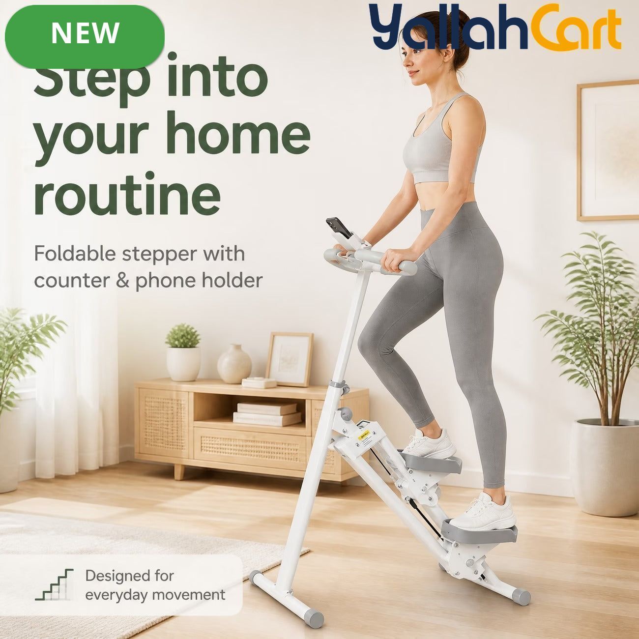 Foldable Mini Stepper with Counter & Phone Holder – 150kg Capacity