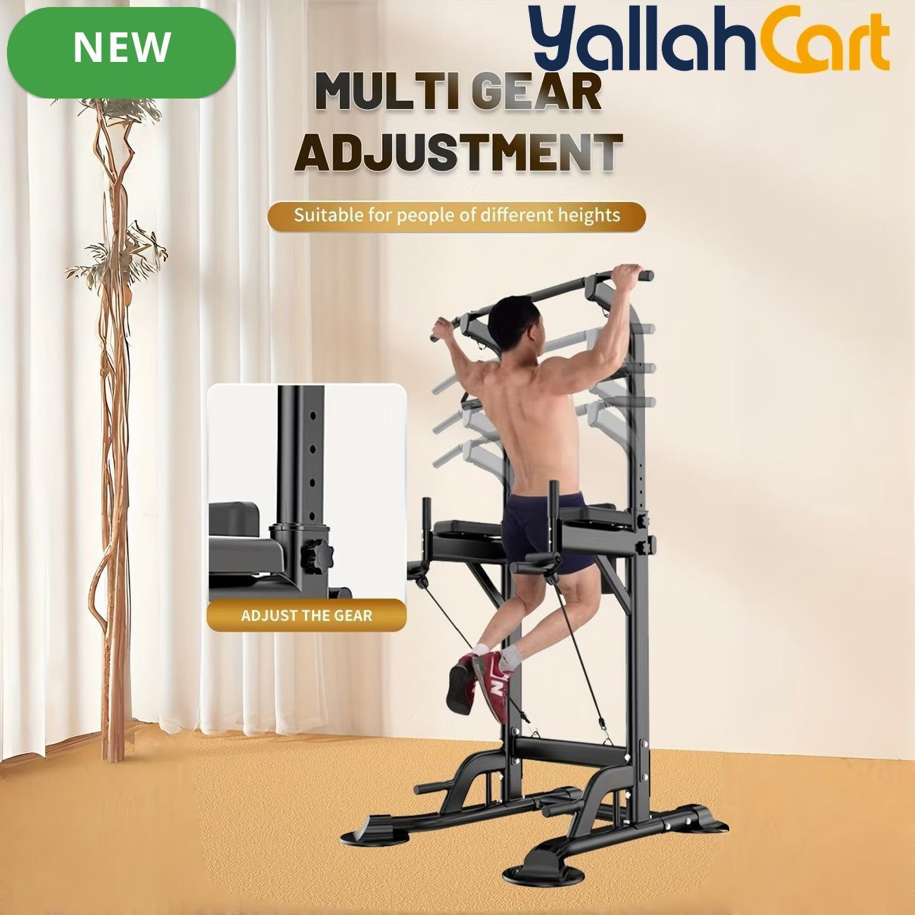 Multifunctional Power Tower with Adjustable Pull-Up Bar