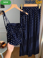 Women’s Oversized Polka Dot Blouse & Pants Set – 2-Piece Casual Summer Outfit
