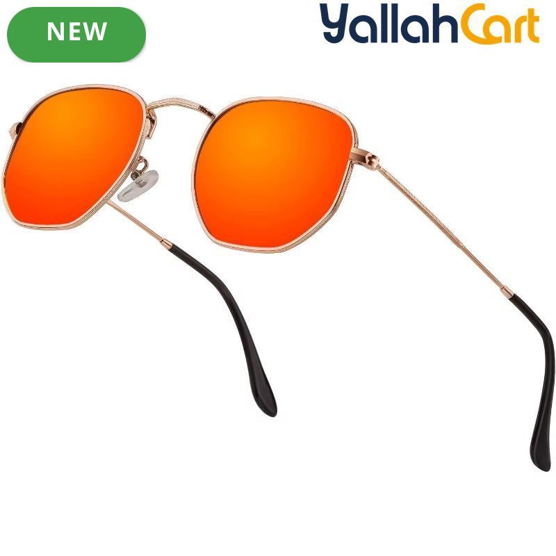Hexagonal Geometric Sunglasses – Retro Metal Frame Eyewear for Men & Women