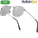 Hexagonal Geometric Sunglasses – Retro Metal Frame Eyewear for Men & Women