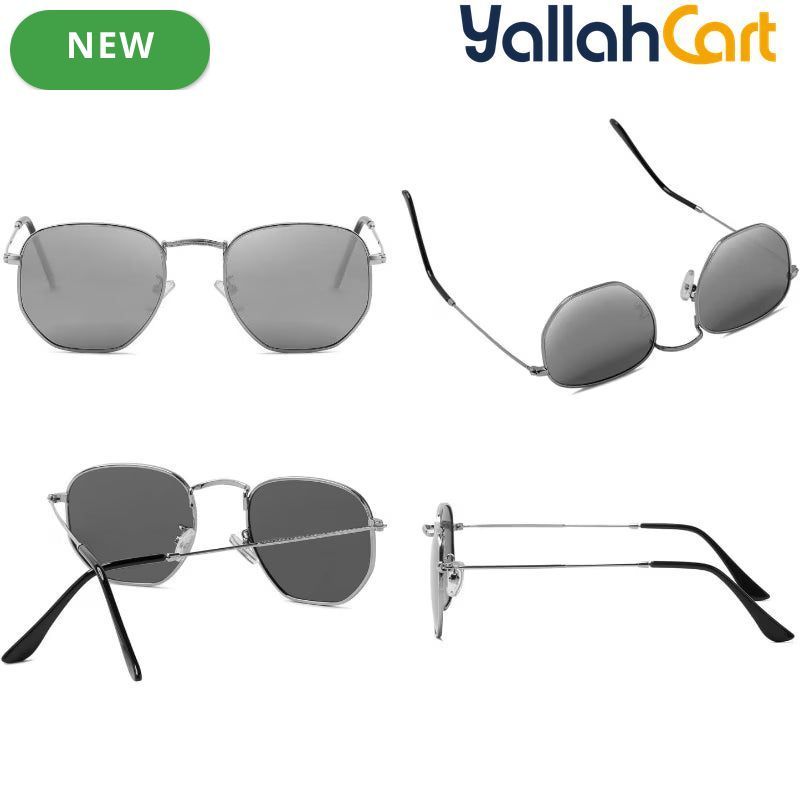 Hexagonal Geometric Sunglasses – Retro Metal Frame Eyewear for Men & Women