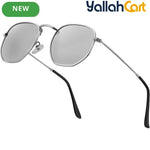 Hexagonal Geometric Sunglasses – Retro Metal Frame Eyewear for Men & Women
