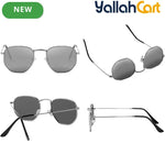 Hexagonal Geometric Sunglasses – Retro Metal Frame Eyewear for Men & Women