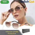 GEOMOY Women’s Hexagon Fashion Glasses – Golden Metal Frame with Gradient Brown Lenses