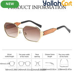 GEOMOY Women’s Hexagon Fashion Glasses – Golden Metal Frame with Gradient Brown Lenses